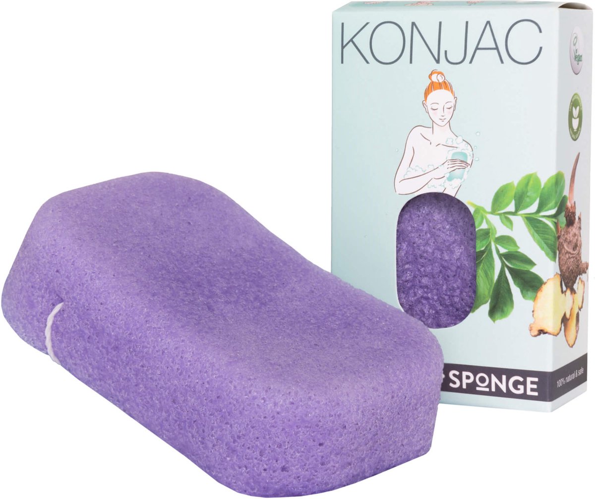 Elicious® - Elicious - Konjac Spons - Badspons Extra Dik - Kalmerend - Lavendel - Huidreiniging - Natuurlijk - Plasticvrij - Vegan - Dierproefvrij