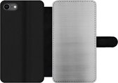 Bookcase Geschikt voor iPhone SE 2020 telefoonhoesje - Metaal print - Zilver - Lijn - Grijs - Structuur - Met vakjes - Wallet case met magneetsluiting
