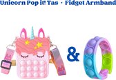 Pop it tas  en armband - Roze - Pop it Armband - Schoudertas Meisjes - Unicorn Tas - Fidget Toys - Pop it - Speelgoed - Kinder Cadeautjes - Klein Tasje - Paascadeautjes voor Kinderen