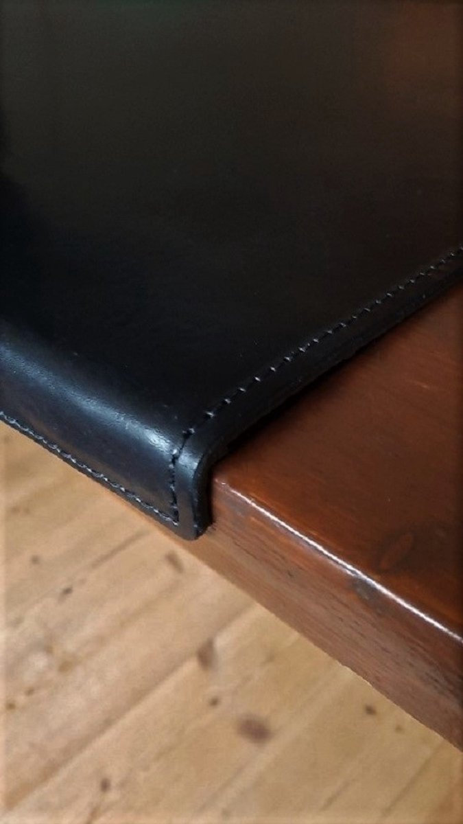 Leren Bureaulegger Halfrond  90 x 50 cm met randbescherming in Zwart