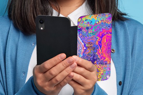 Étui pour téléphone iPhone XR Bookcase - Art - Formes - Couleur - Psychédélique - Avec compartiments - Étui portefeuille avec fermeture magnétique