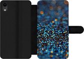 Bookcase Geschikt voor iPhone XR telefoonhoesje - Glitter - Blauw - Abstract - Design - Met vakjes - Wallet case met magneetsluiting