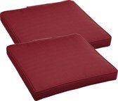 Set van 2x stuks stoelkussens voor binnen/buiten bordeaux rood 40 x 40 x 4 cm - Water en UV bestendig