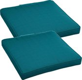 Set van 2x stuks stoelkussens voor binnen/buiten emerald groen 40 x 40 x 4 cm - Water en UV bestendig