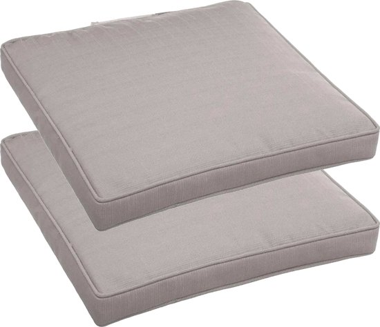 Foto: Set van 2x stuks stoelkussens voor binnen buiten taupe 40 x 40 x 4 cm water en uv bestendig