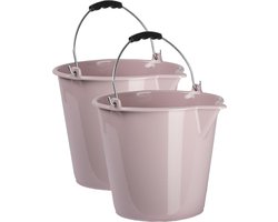 PlasticForte Emmer - 2x stuks - oud roze - 9 liter - schoonmaak emmer - met schenktuit