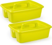 2x Stuks gele opbergbox/opbergdoos mand met handvat 7 liter kunststof - 39 x 29 x 16 cm - Opbergbakken voor schoonmaakspullen
