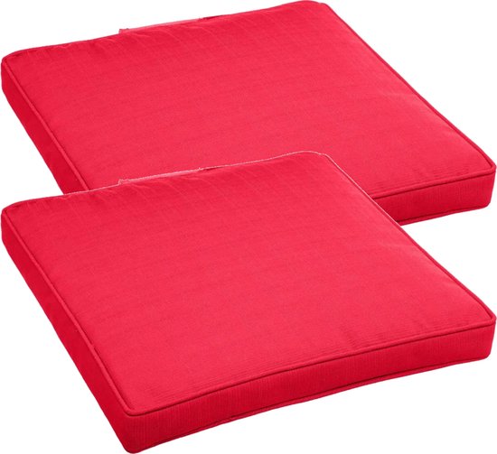 Stof Textile Home stoelkussens - rood - 38 x 38 x 3 cm | Leen Bakker