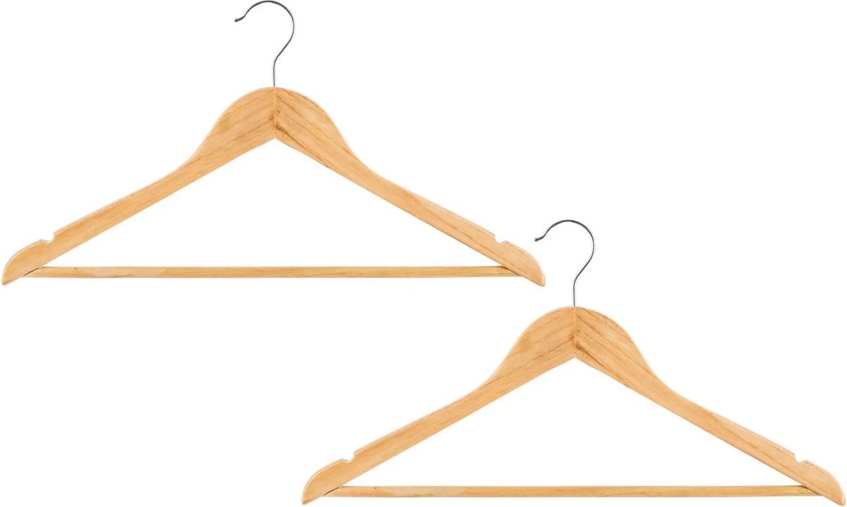 Set van 24x stuks houten kledinghangers 45 x 23 cm - Kledingkast hangers/kleerhangers