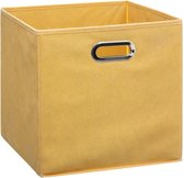 Opbergmand/kastmand 29 liter geel linnen 31 x 31 x 31 cm - Opbergboxen - Vakkenkast manden