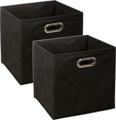 Set van 4x stuks opbergmand/kastmand 29 liter zwart linnen 31 x 31 x 31 cm - Opbergboxen - Vakkenkast manden