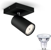 Philips myLiving Kosipo Opbouwspot - 1 Lichtpunt - zwart - Incl. Philips LED Scene Switch Gu10 50W