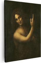 Artaza Canvas Schilderij Johannes de Doper - Leonardo da Vinci - 80x100 - Groot - Kunst - Wanddecoratie Woonkamer