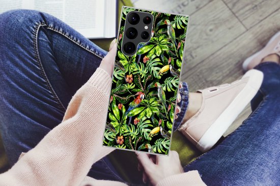 Telefoonhoesje Geschikt voor Samsung Galaxy S22 Ultra hoesje - Vogels - Tropisch - Patronen - Siliconen Telefoonhoesje Telefoonhoesje