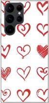 Coque Samsung Galaxy S22 Ultra - Un dessin avec des coeurs de différentes formes - Siliconen Phone Case -