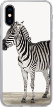 Geschikt voor iPhone X hoesje - Zebra - Meisjes - Dieren - Kinderen - Jongens - Siliconen Telefoonhoesje