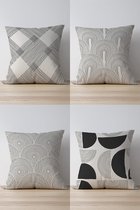 Piece of Trend - Sierkussen - Set van 4 - trendy kleuren - 43 x 43 - BLACKWHITESTRIPES
