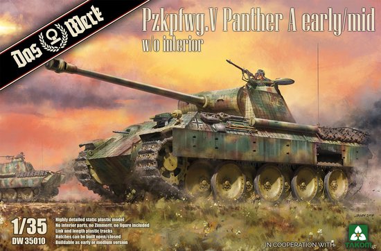 Tank Pzkpfwg. V Panther A early/mid - Das Werk - Takom modelbouw pakket  1:35 | bol.com