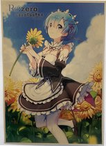Re:Zero Rem Sunflowers Anime Vintage Poster 42x30cm.