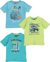 Blue Seven - 3pack - T-shirts - turquoise - lichtgroen - lichtblauw - met print - Maat 116