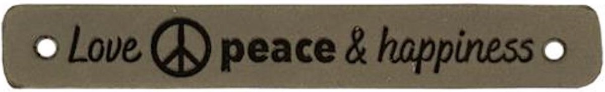 Durable Leren Label – "Love Peace & Happiness" – Duurzaam & Stijlvol (2 stuks)