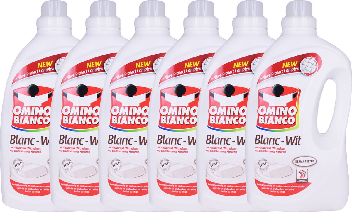 Omino Bianco Wit - 6 x 2L (180 wasbeurten) Vloeibaar wasmiddel - Voordeelverpakking