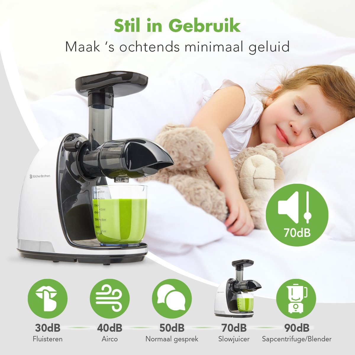 KitchenBrothers Slowjuicer - Juicer - Wit thumbnail 5