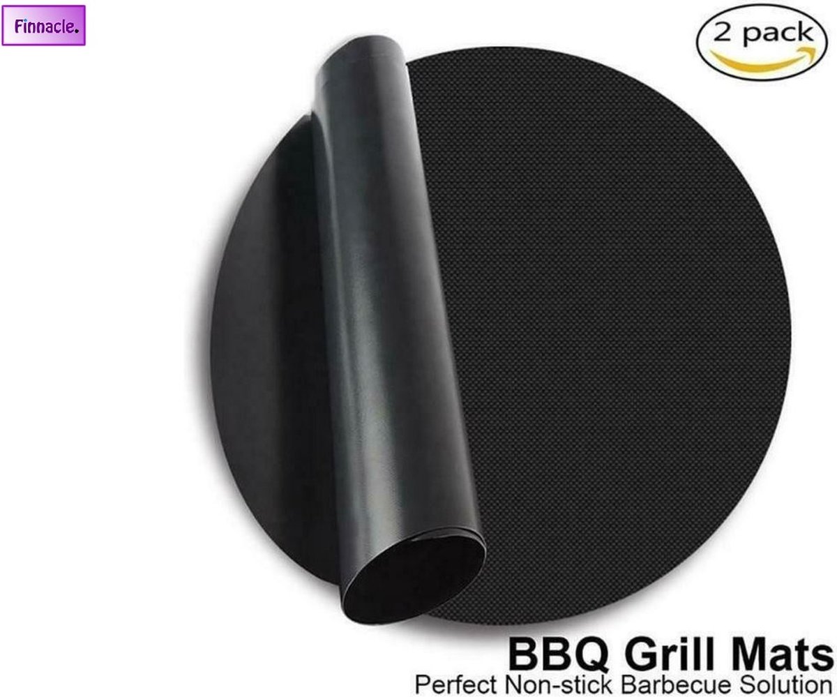 Finnacle - 1 stuks - ronde BBQ grill matten - maat 24 cm - grill mat - teflon - ronde grill mat - vaatwasser bestendig - BBQ mat rond