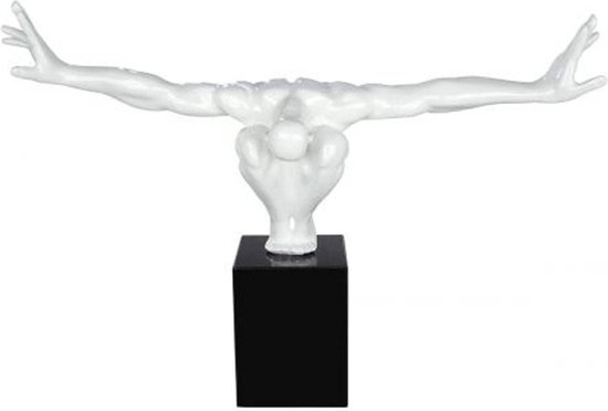 Sculptuur - Beeld - Cliffhanger - Wit -  Decoratief Figuur - Sportieve man - B 75 cm - H 45 cm