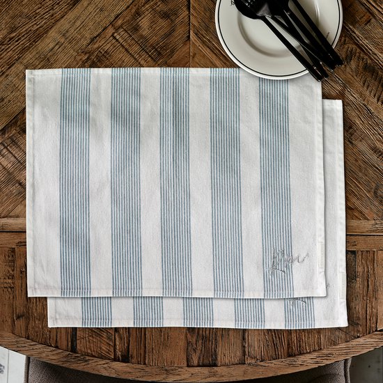 Riviera Maison Placemats Classic Coast Placemat Blauw Wit Set 2
