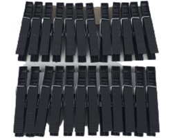 Wasknijpers JACYE - Zwart - Kunststof - 24 Stuks - Knijper - Wassen - Was - Knijpers