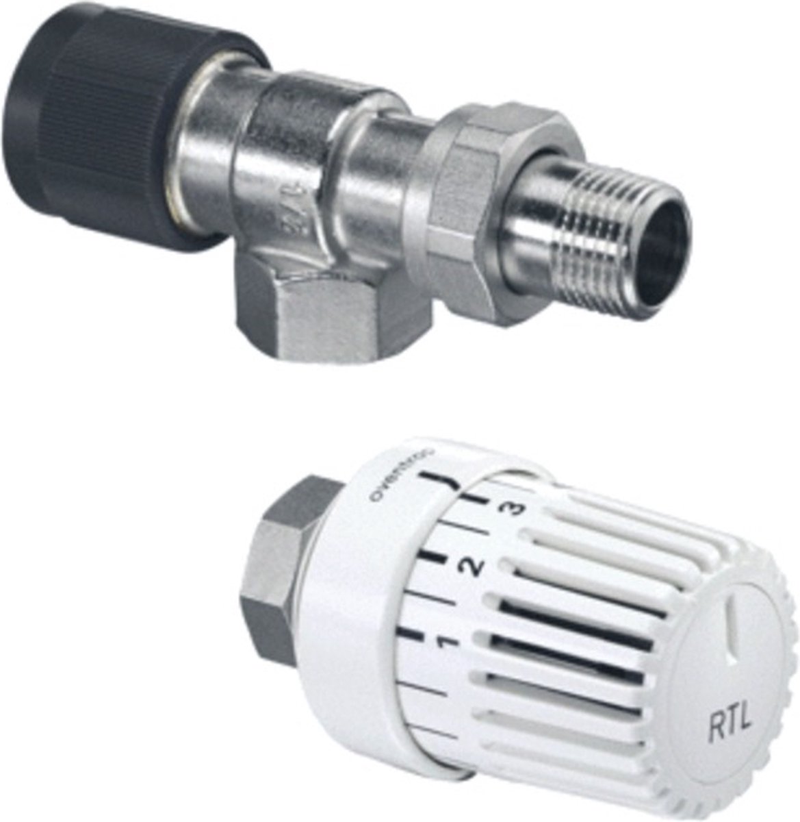 Oventrop RTL retourwaterbegrenzer-set 1/2" haaks verkeerd m. thermostaatknop UNI-RTLH