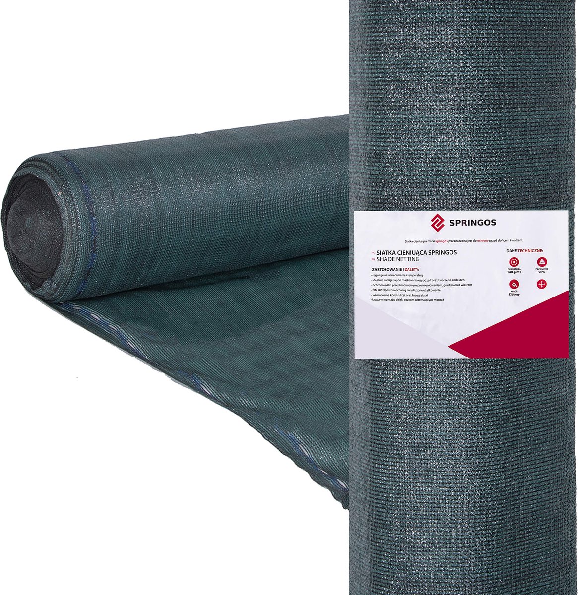 Springos Zichtbreeknet | Zichtdoek | Privacynet | Schaduwdoek | Rol 1,3 x 25 m | 90 % Schaduw | 140g/m² | Groen