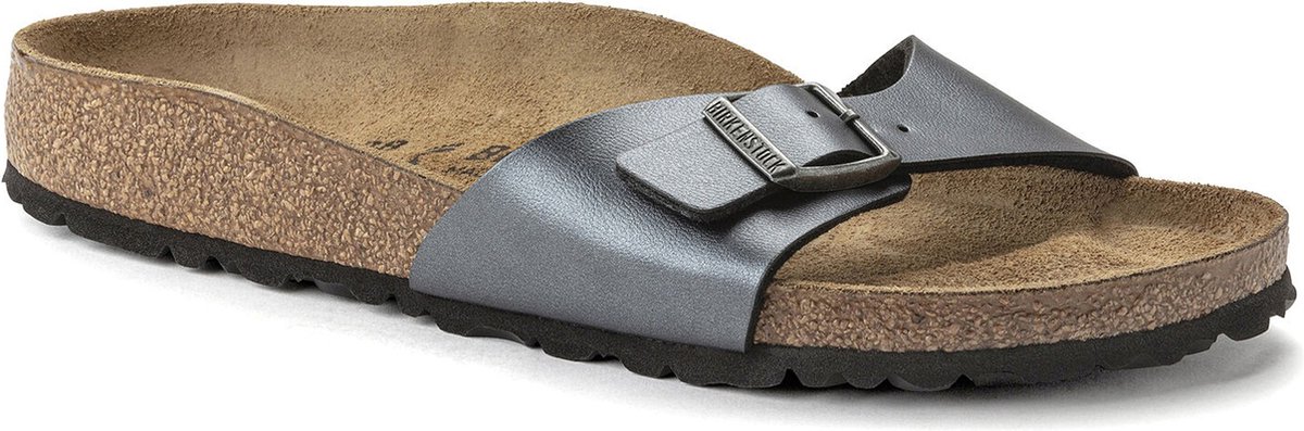Birkenstock Madrid Metallic Zwarte Pantoffels Fashion Wear Vrouwen