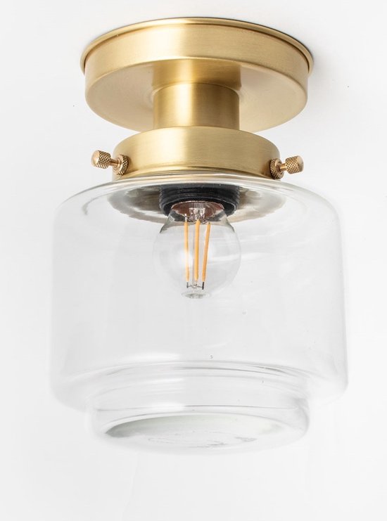 Art Deco Trade - Plafonnière Getrapte Cilinder Small Helder 20's Messing