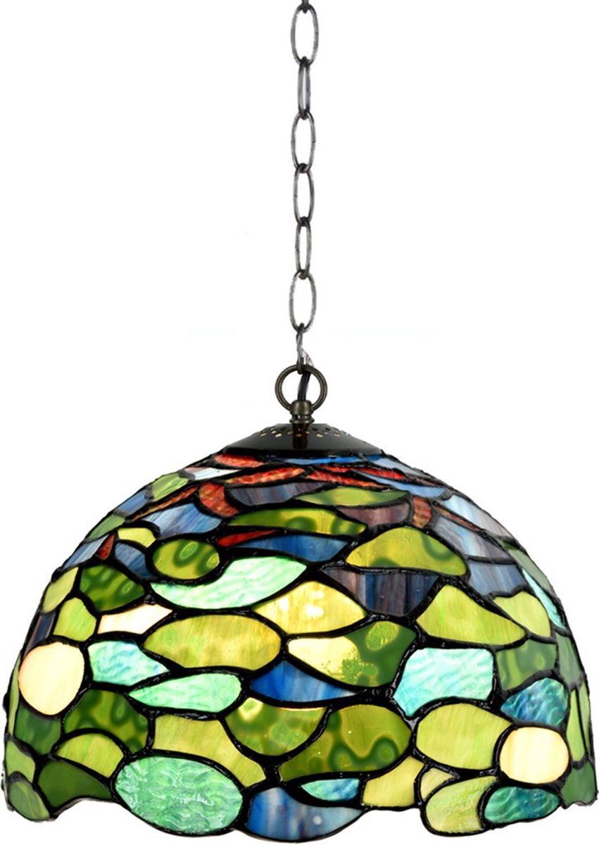 Coloured by Art Tiffany Hanglamp Hortensia - Art Deco Trade Lichtgroen