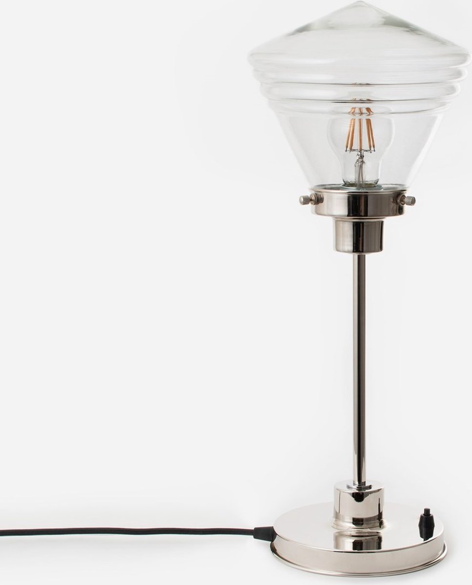 Art Deco Trade - Slanke Tafellamp Luxe School Small Helder 20's Nikkel