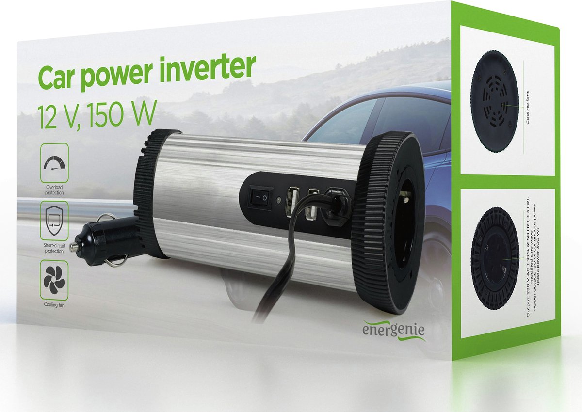 Auto omvormer - input 11V - 15V - output 230V - 150 Watt
