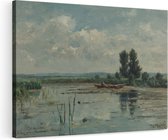 Artaza Canvas Schilderij Plas bij Loosdrecht - Willem Roelofs - 120x80 - Groot - Kunst - Wanddecoratie Woonkamer