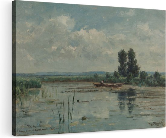 Artaza Canvas Schilderij Landschap - 120x80 cm - Groot - Wanddecoratie Natuur - Muurdecoratie Boot - Schilderijen Oude Meesters