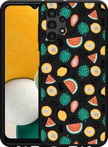 Hoesje Zwart Geschikt voor Samsung Galaxy A13 Tropical Fruit