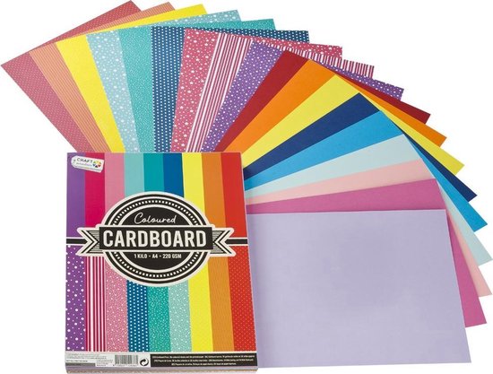 vleugel Rauw huren Craft Sensations kleurrijk A4 hobbykarton (1 kilo) - 220grams gekleurd  papier - 72... | bol.com