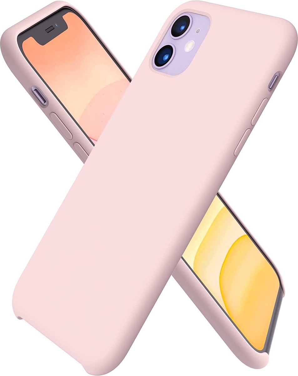 Siliconenhoes voor iPhone 11, ultradunne telefoonhoes van vloeibare silicone, bescherming voor Apple iPhone 11 (2019) 6,1 inch, roze
