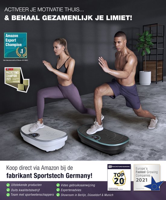 Plateforme Vibrante Sportstech VP250 - 7 Programmes + Bluetooth - Perte Poids Et Musculation