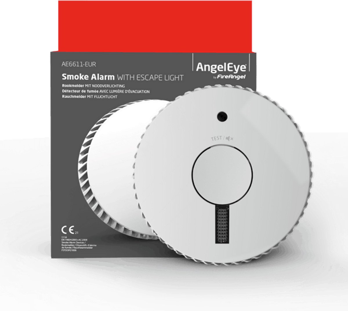 AngelEye - AE6611-EUR - Rookalarm Met Noodverlichting - 10 jaar levensduur, 3 jaar Levensduur Batterij