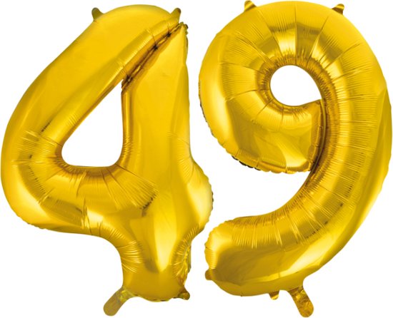 Folieballon 49 jaar Goud 66cm
