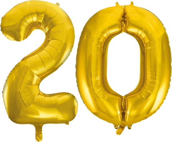 Folieballon 20 jaar Goud 66cm