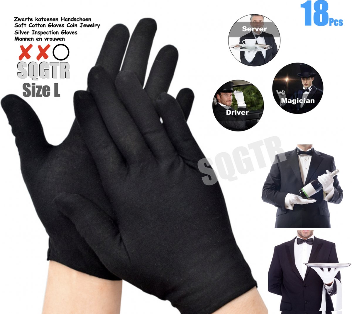18Stuks/9Paar Zwarte Handschoenen Arbeid Handschoenen Voor Sieraden... bol.com