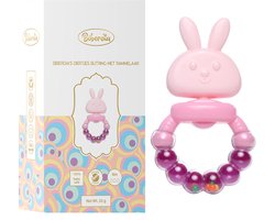 Biberoia® Bijtring met rammelaar - Bijtring - Baby speelgoed – Babycadeau - Baby - Cadeau - Kraamcadeau - Babyshower - Roze