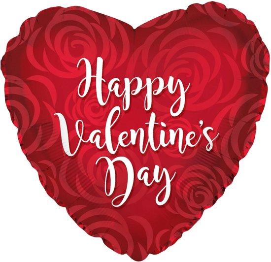 Helium Ballon Versturen Roze Hart “Happy Valentine’s Day” - Gevuld met Helium | Boombie© | Verstuurd in sierlijke doos! | Folie Ballon | Valentijnsdag | Liefde | Hart | Valentijn
